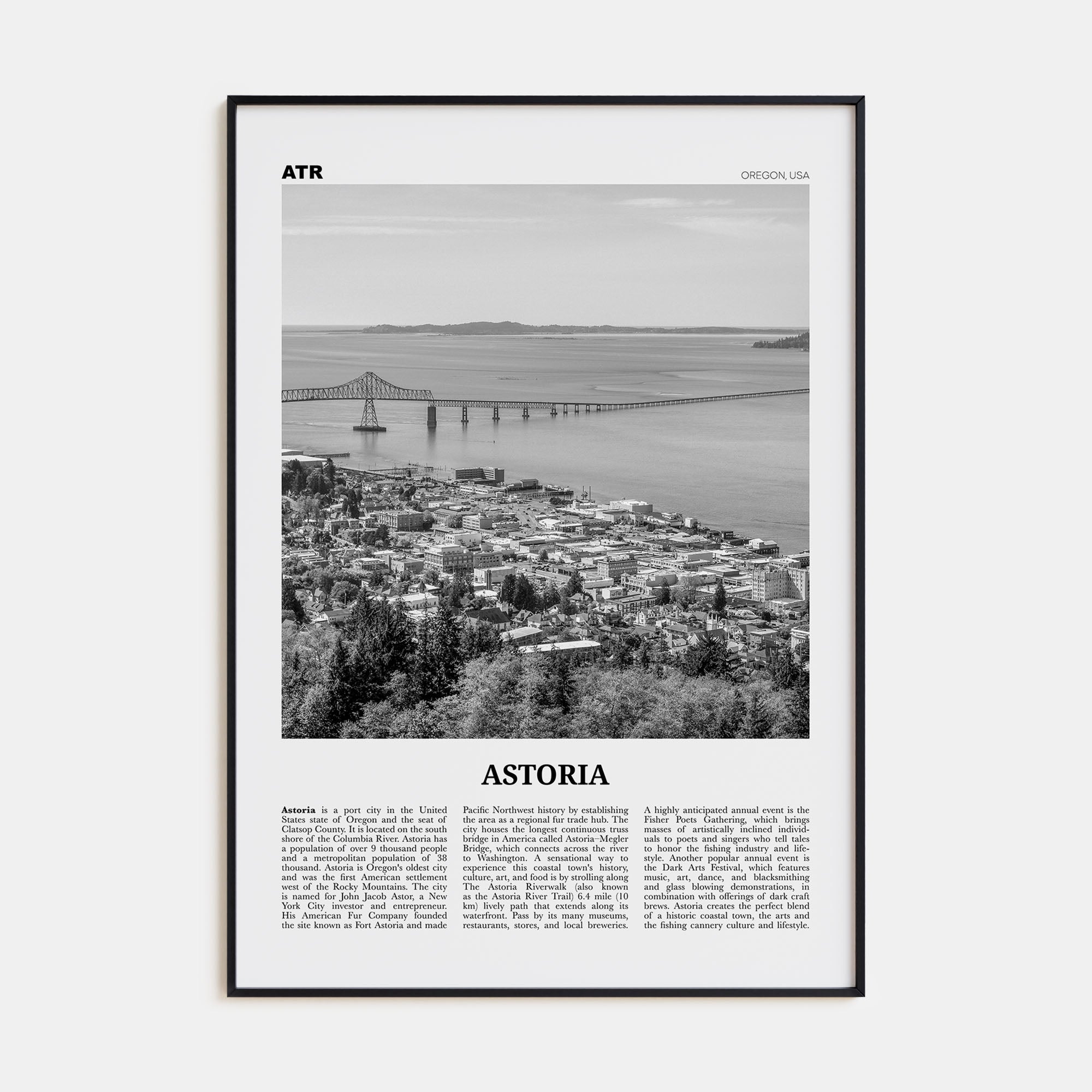 Astoria, Oregon Travel B&W Poster