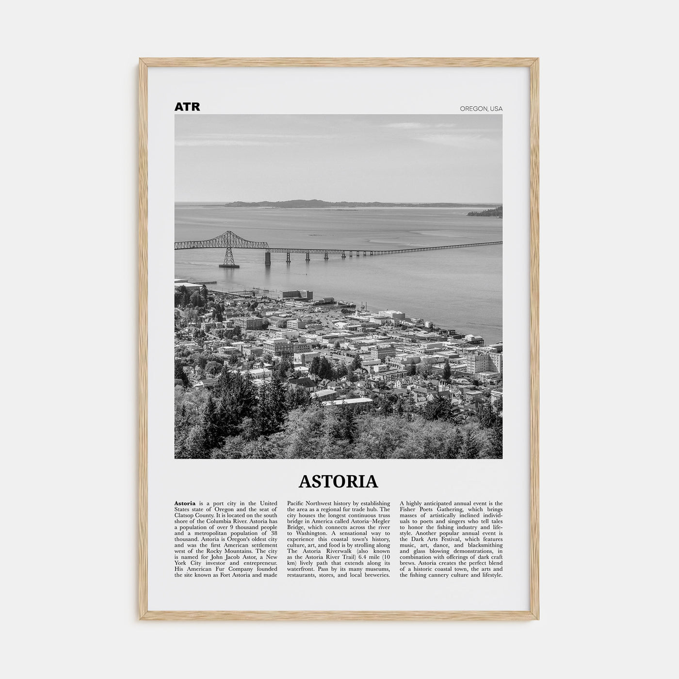 Astoria, Oregon Travel B&W Poster