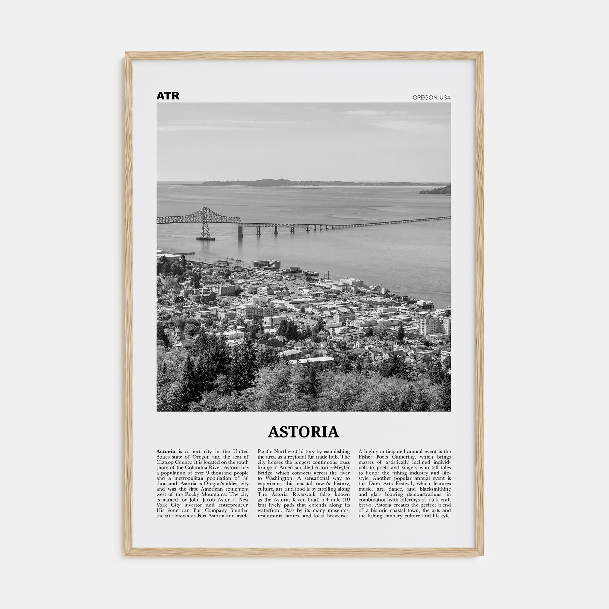 Astoria, Oregon Travel B&W Poster