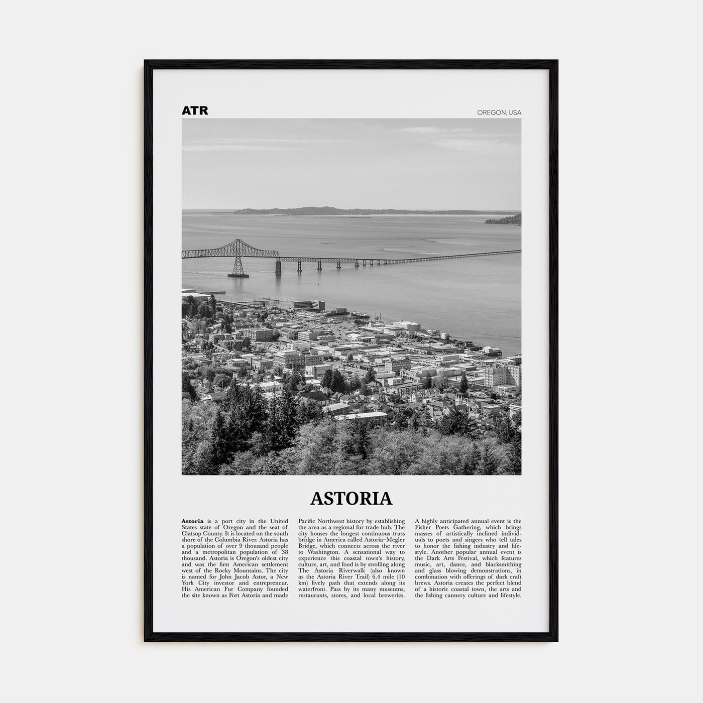 Astoria, Oregon Travel B&W Poster