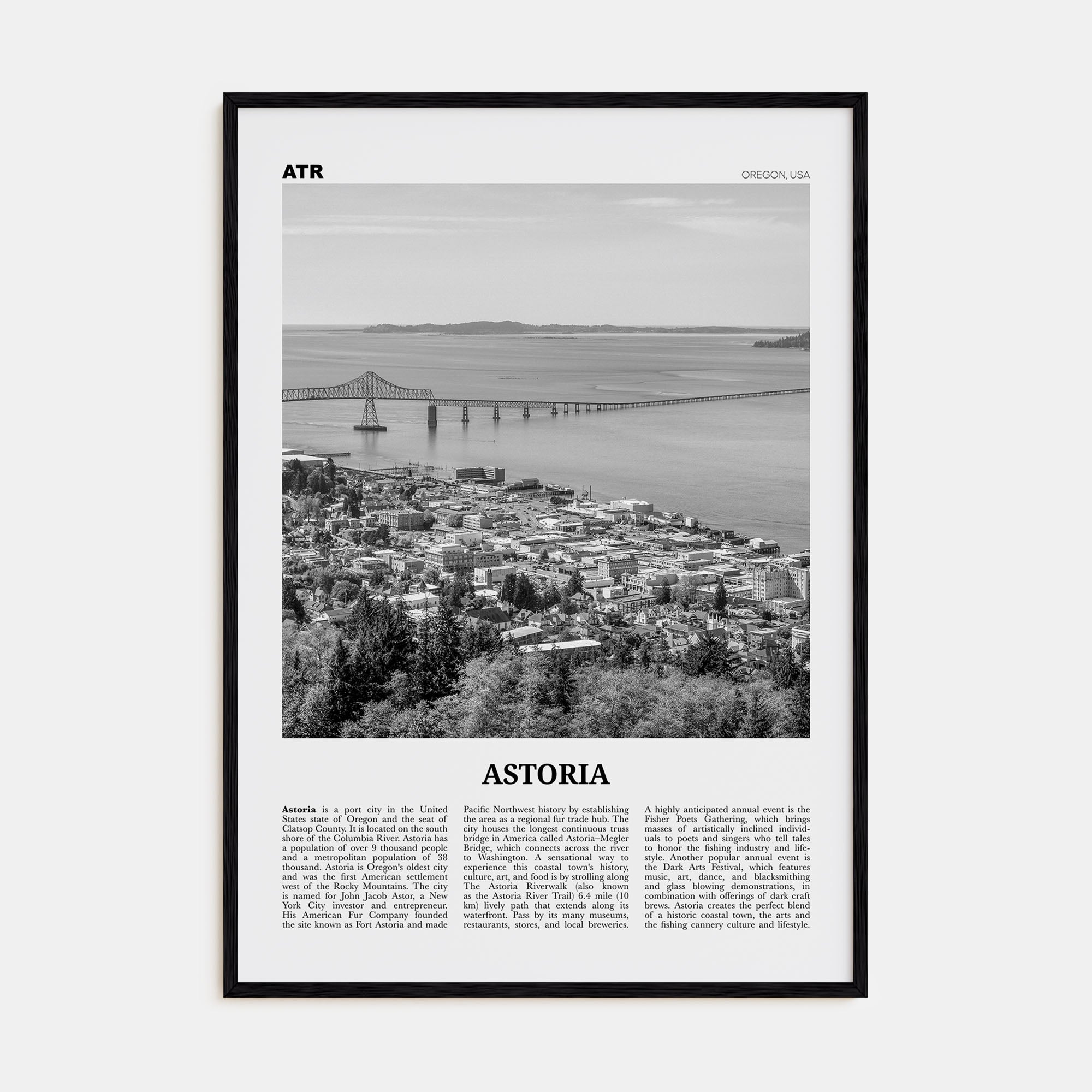 Astoria, Oregon Travel B&W Poster