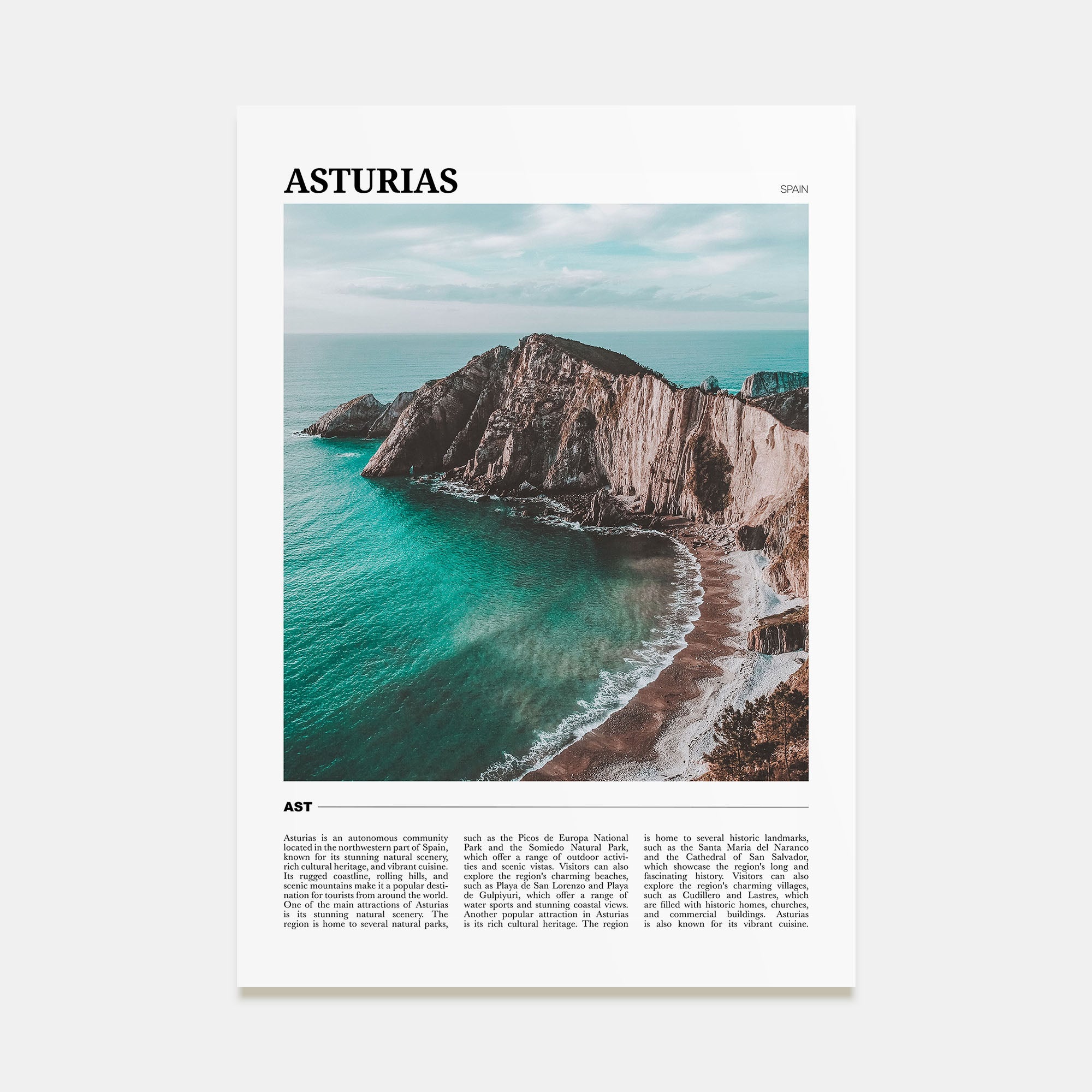 Asturias Travel Color Poster