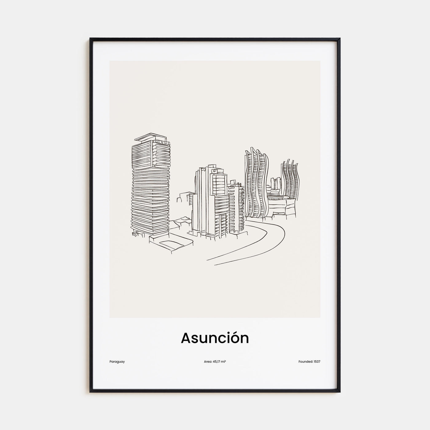 Asunción Drawn Poster