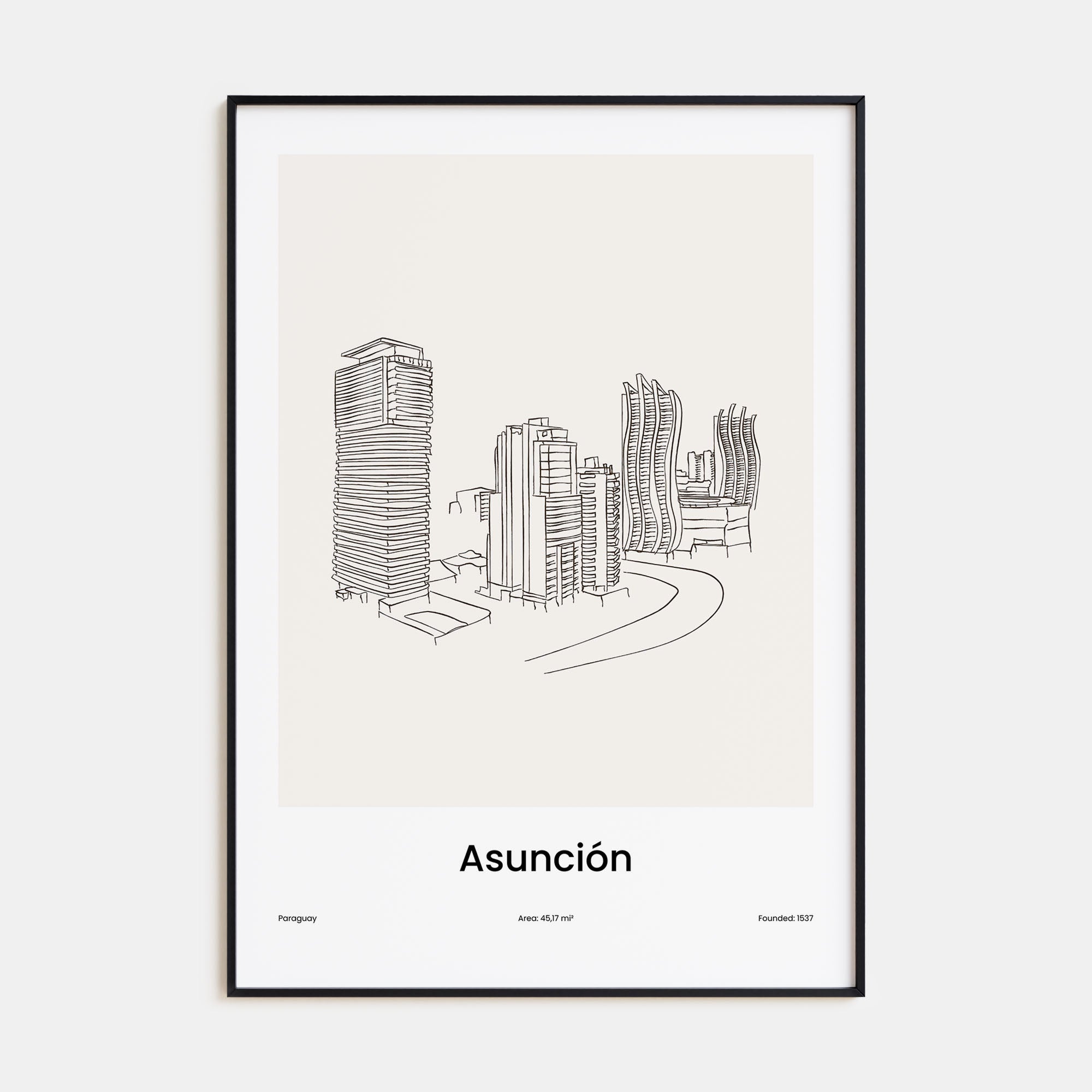 Asunción Drawn Poster