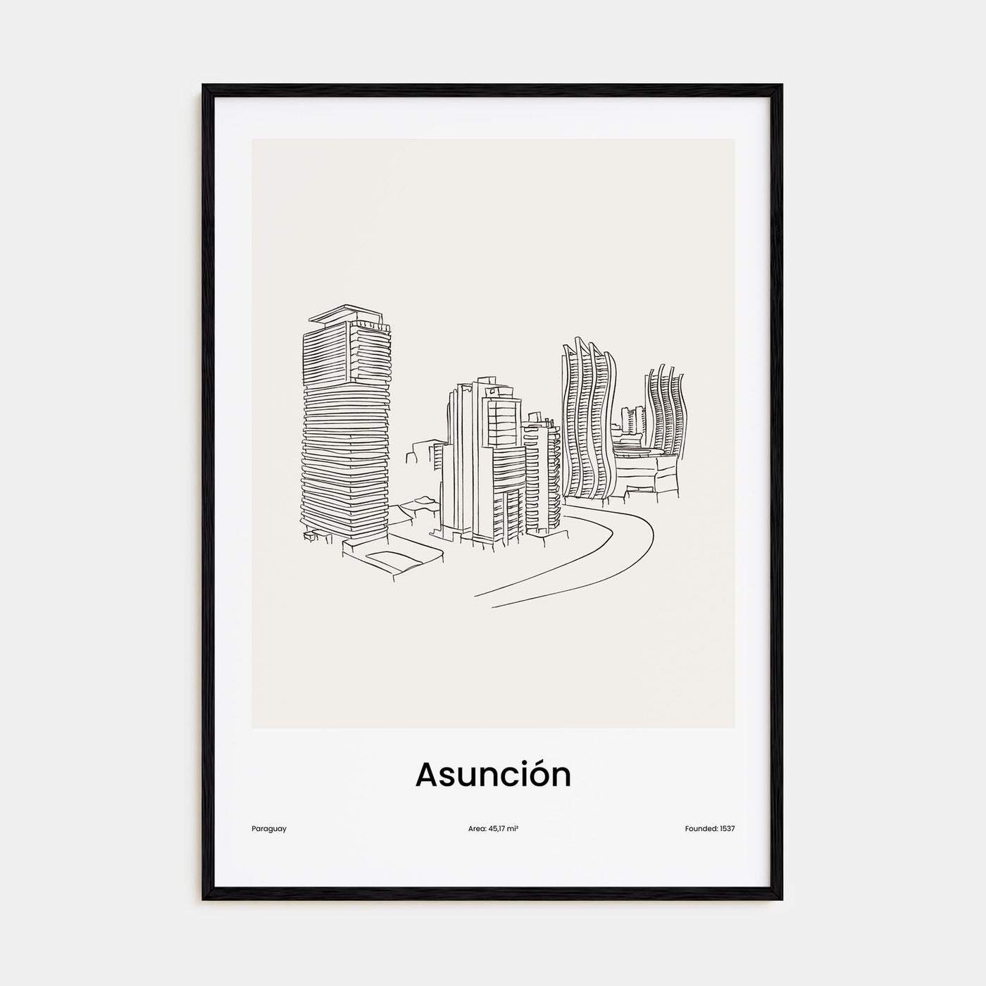 Asunción Drawn Poster