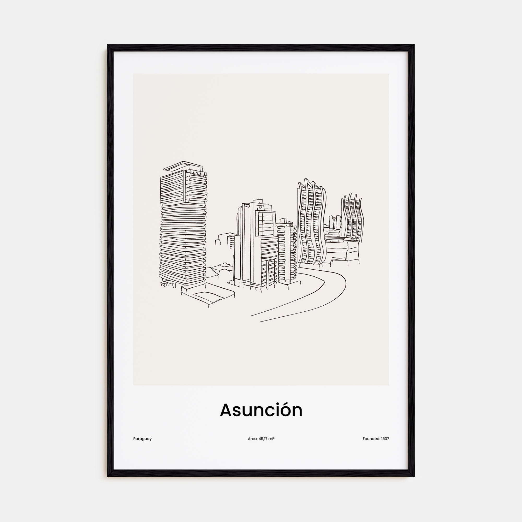 Asunción Drawn Poster