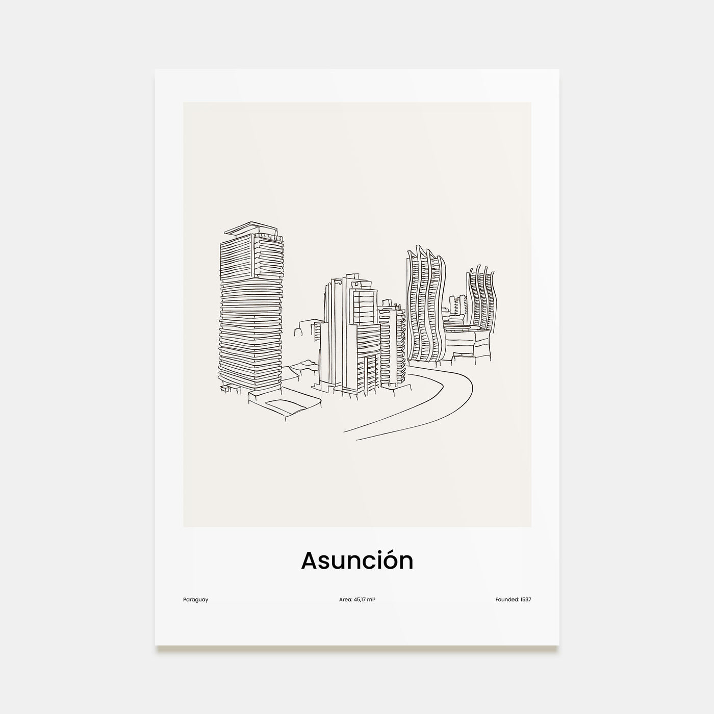 Asunción Drawn Poster