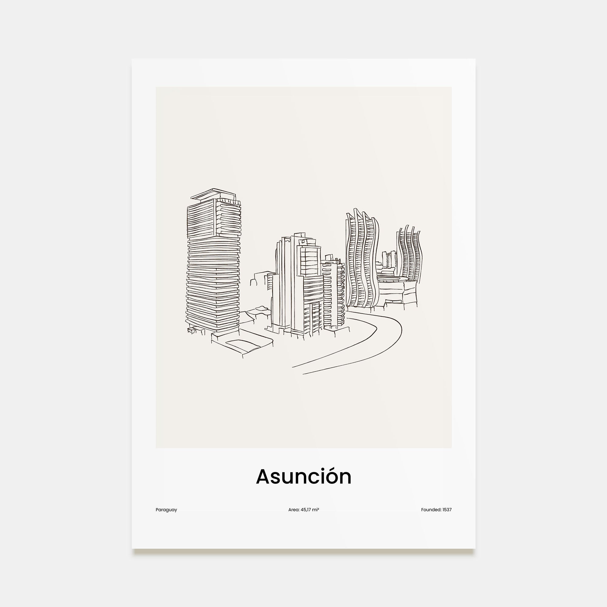 Asunción Drawn Poster