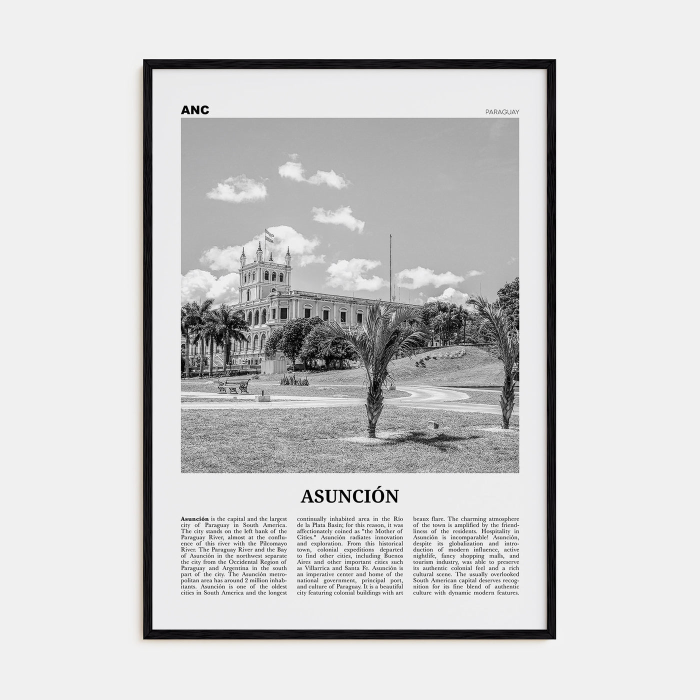 Asunción Travel B&W Poster