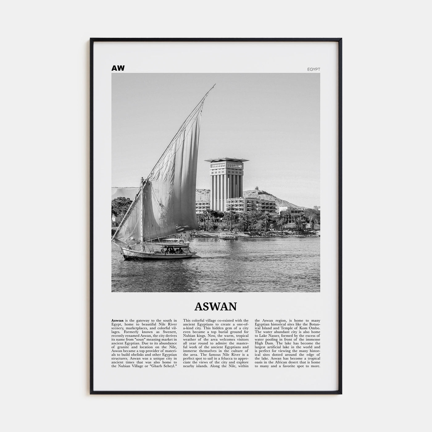Aswan Travel B&W Poster