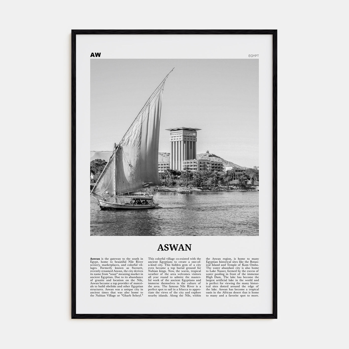 Aswan Travel B&W Poster