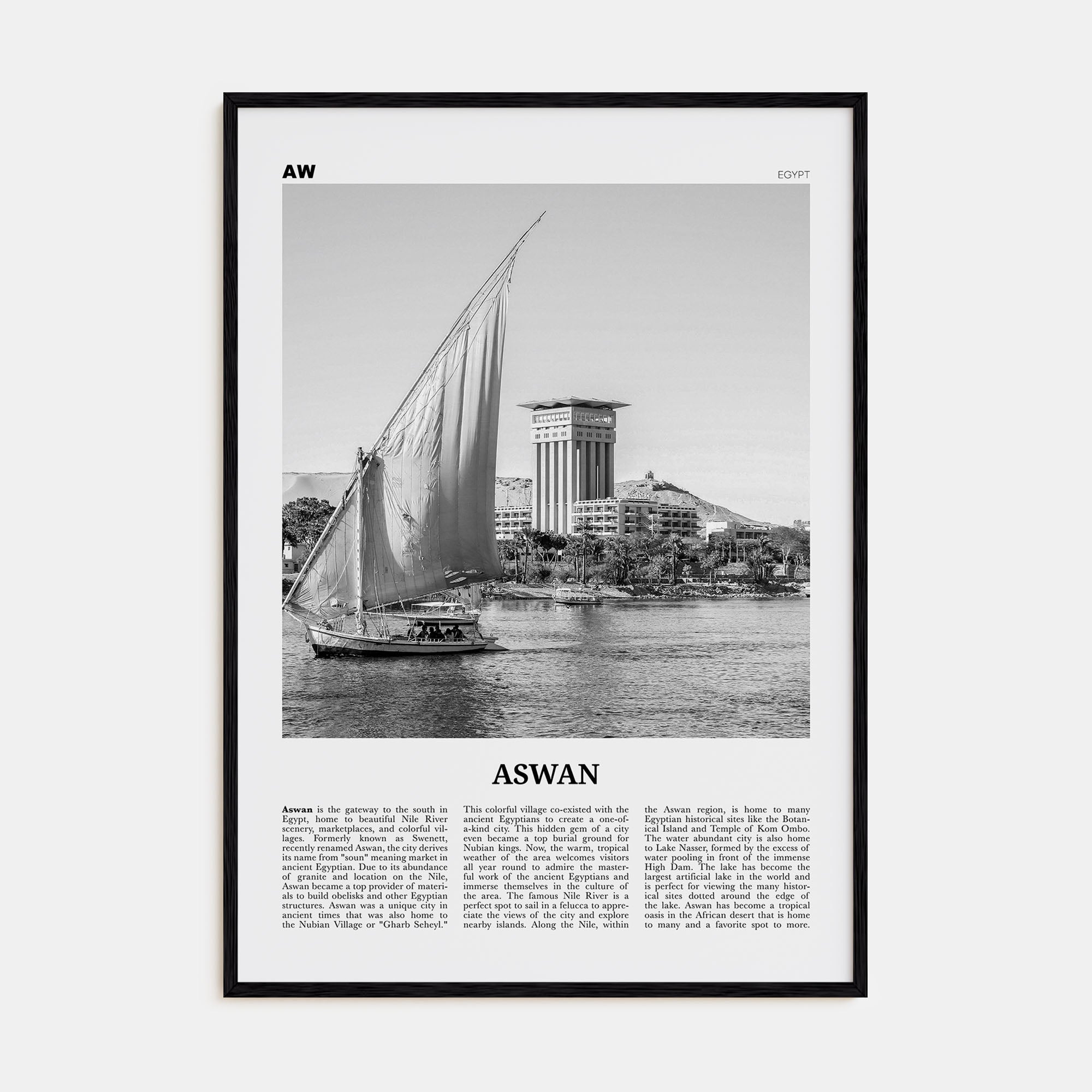 Aswan Travel B&W Poster