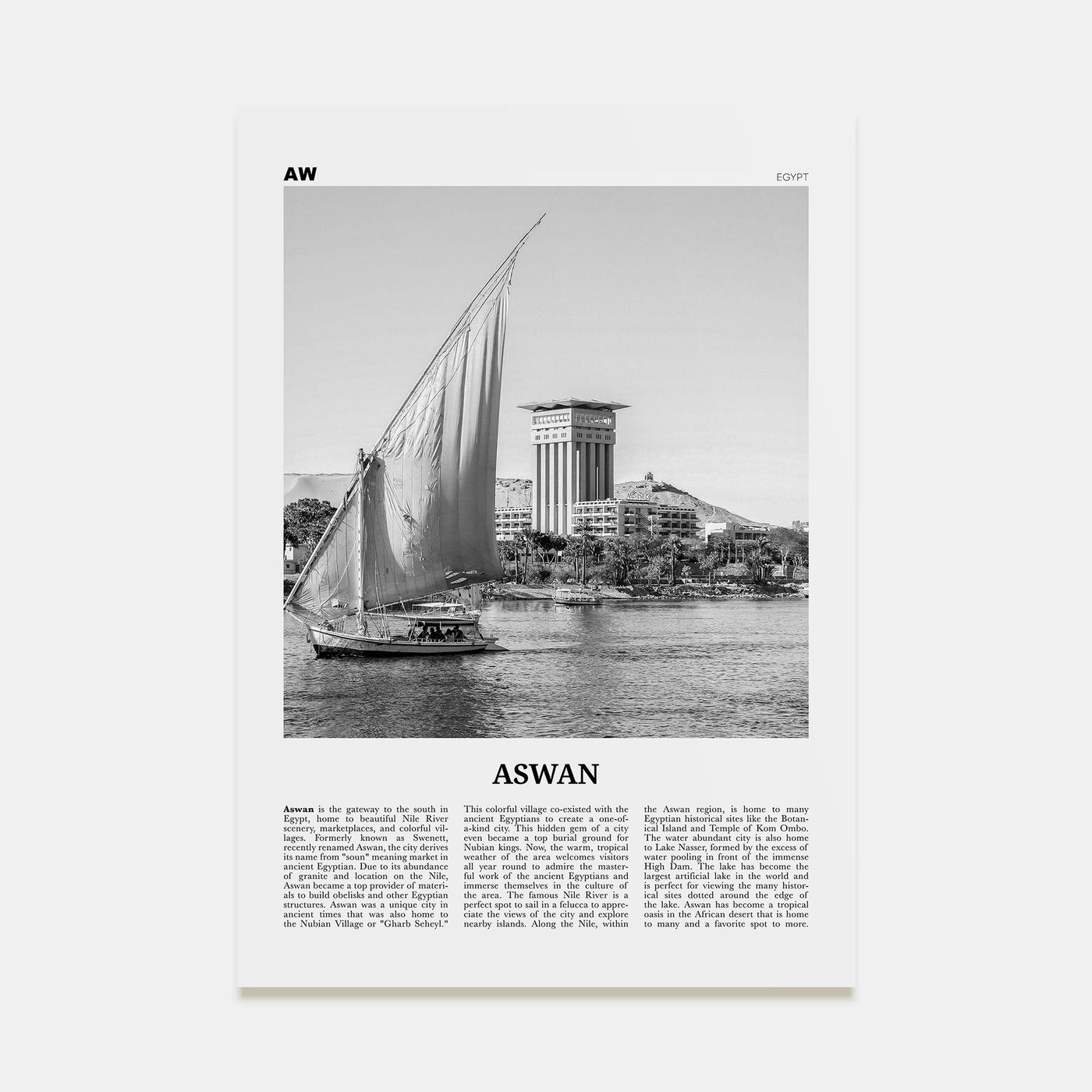 Aswan Travel B&W Poster