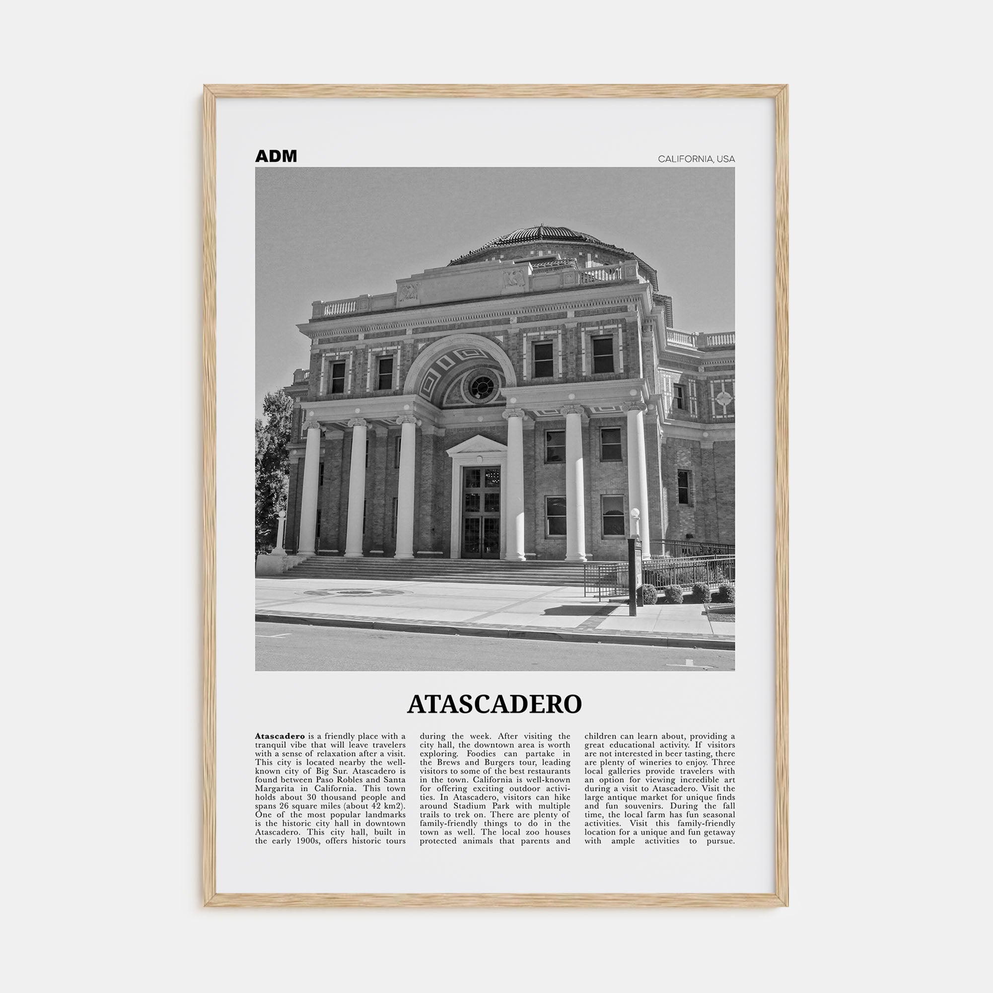 Atascadero Travel B&W Poster