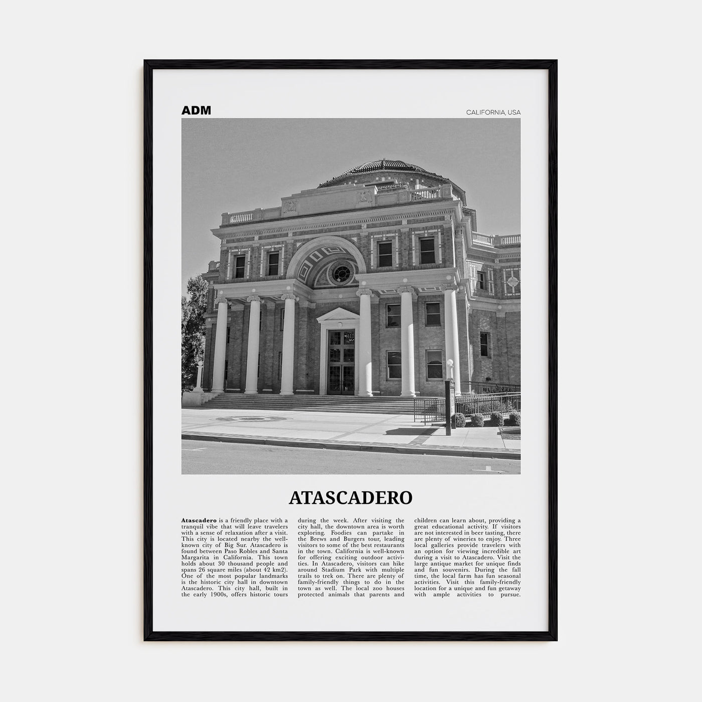 Atascadero Travel B&W Poster