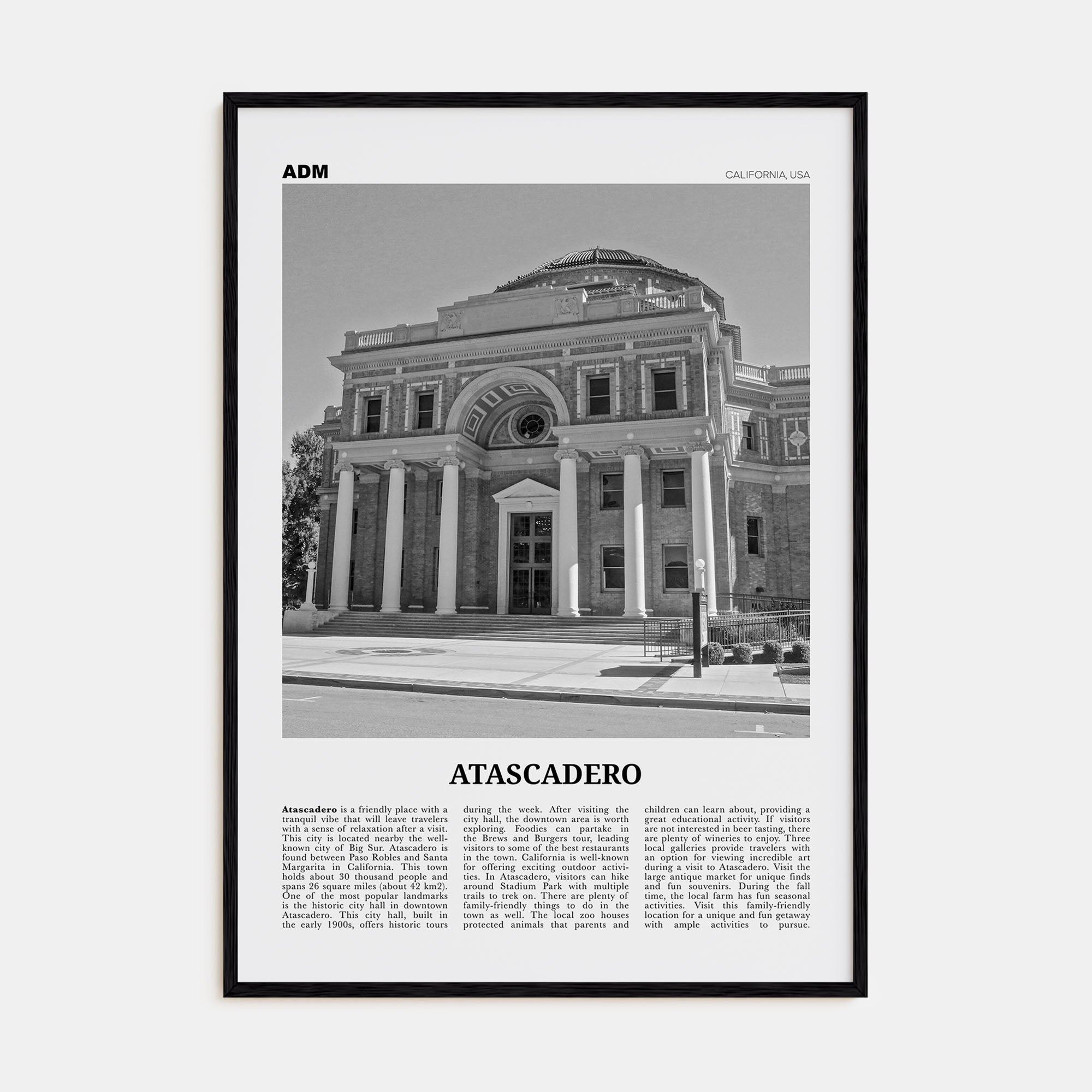 Atascadero Travel B&W Poster