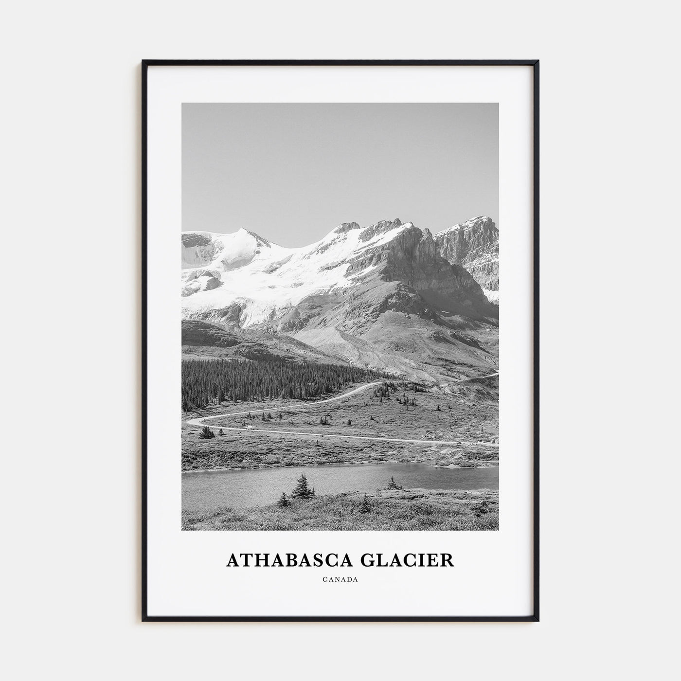 Athabasca Glacier Portrait B&W Poster