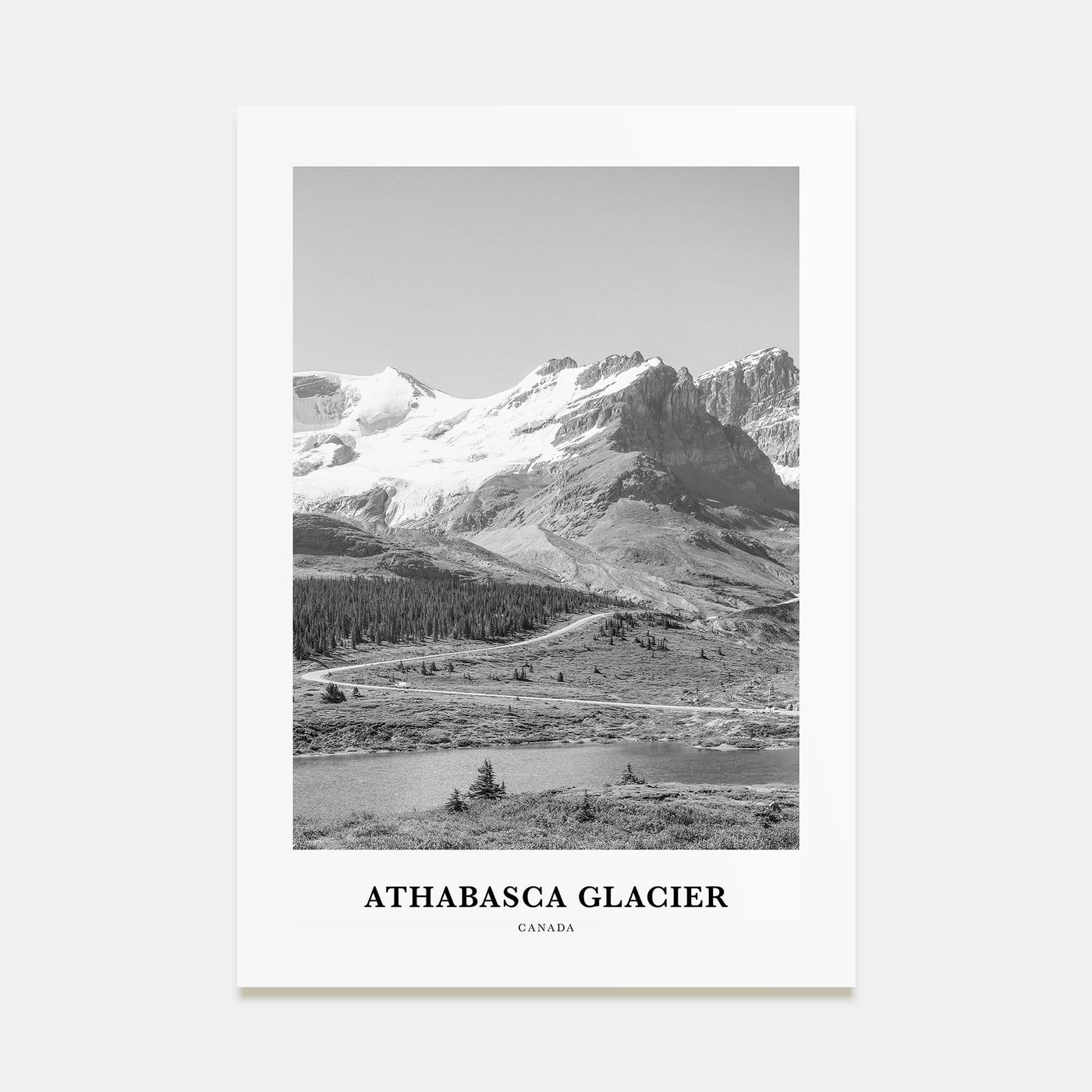 Athabasca Glacier Portrait B&W Poster