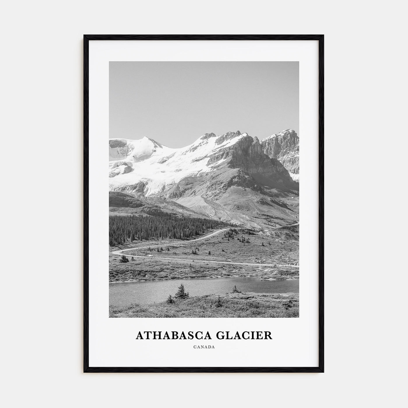 Athabasca Glacier Portrait B&W Poster