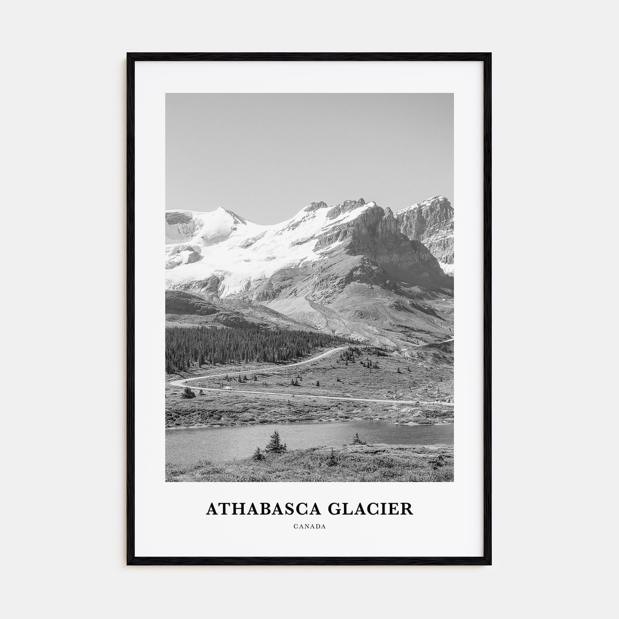 Athabasca Glacier Portrait B&W Poster