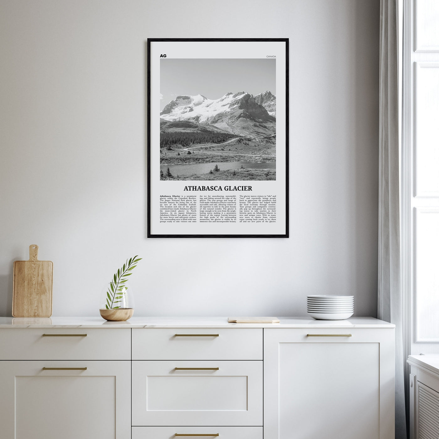 Athabasca Glacier Travel B&W Poster