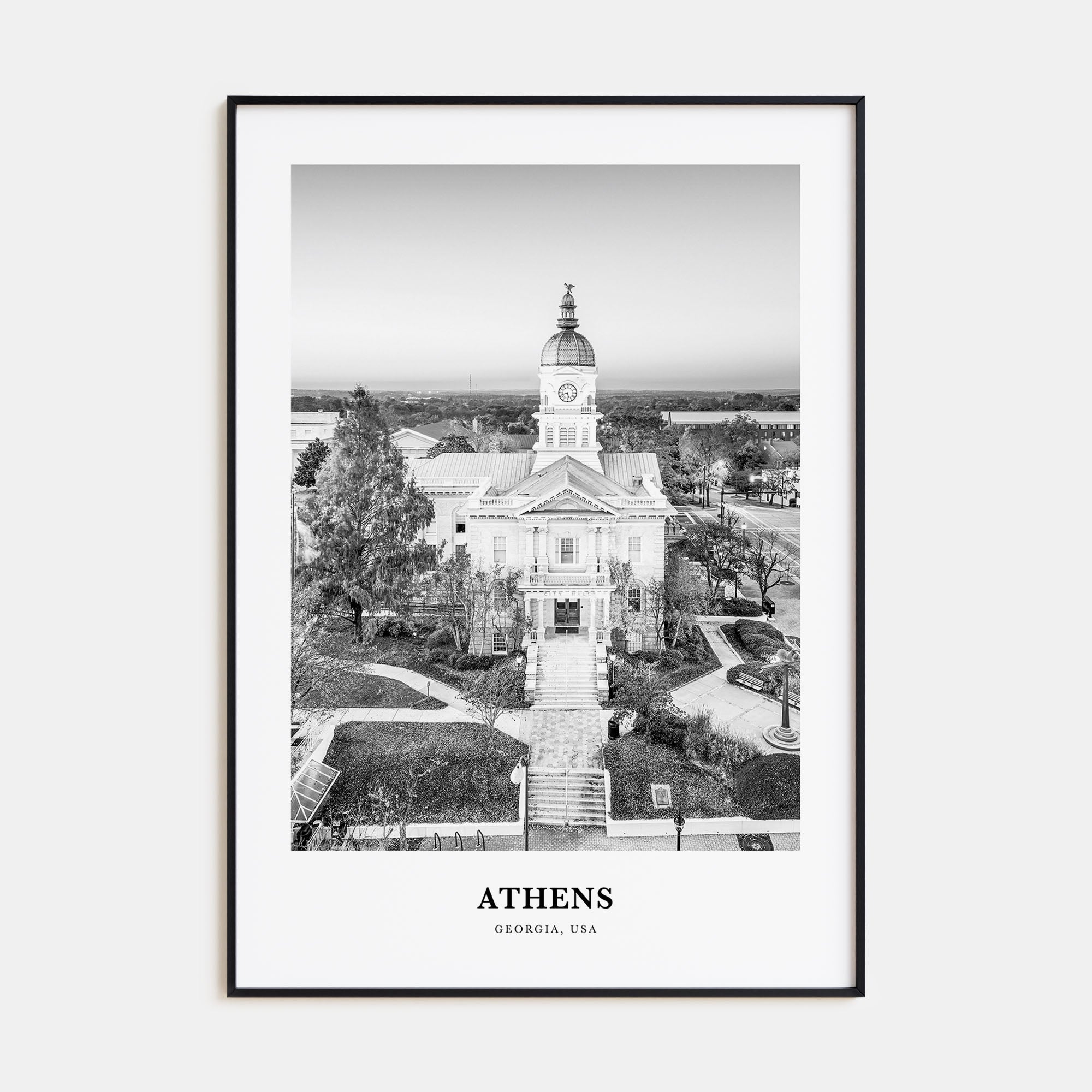 Athens, Georgia Portrait B&W Poster