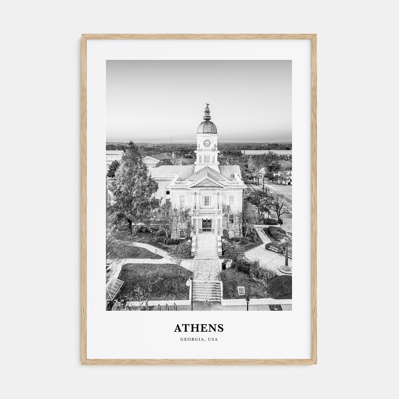 Athens, Georgia Portrait B&W Poster