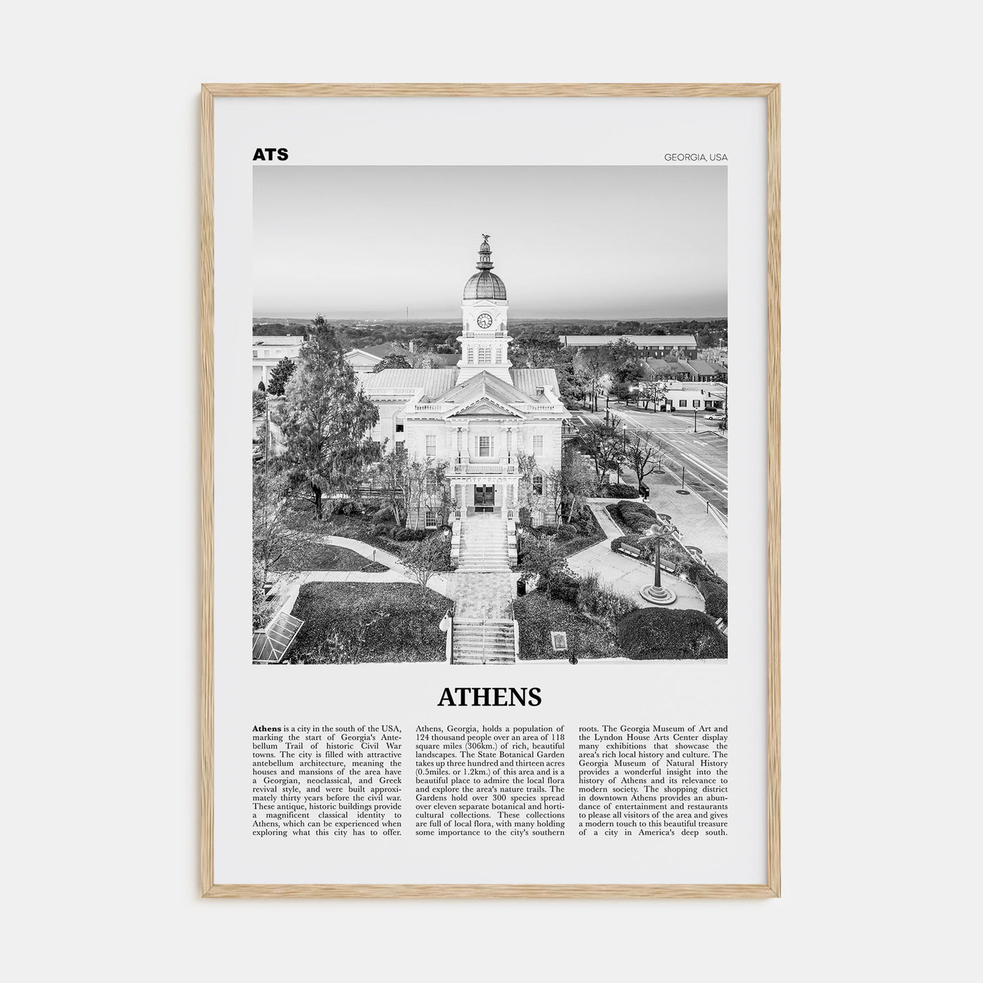 Athens, Georgia Travel B&W Poster