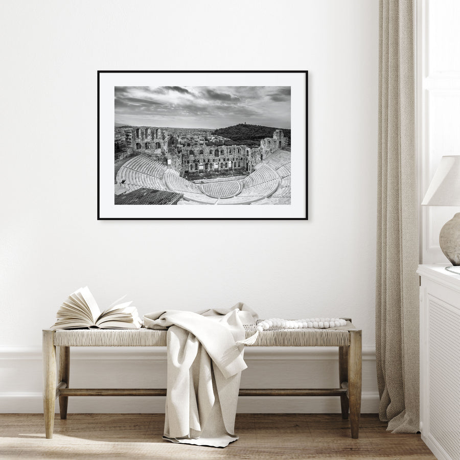 Athens, Greece Landscape B&W Poster