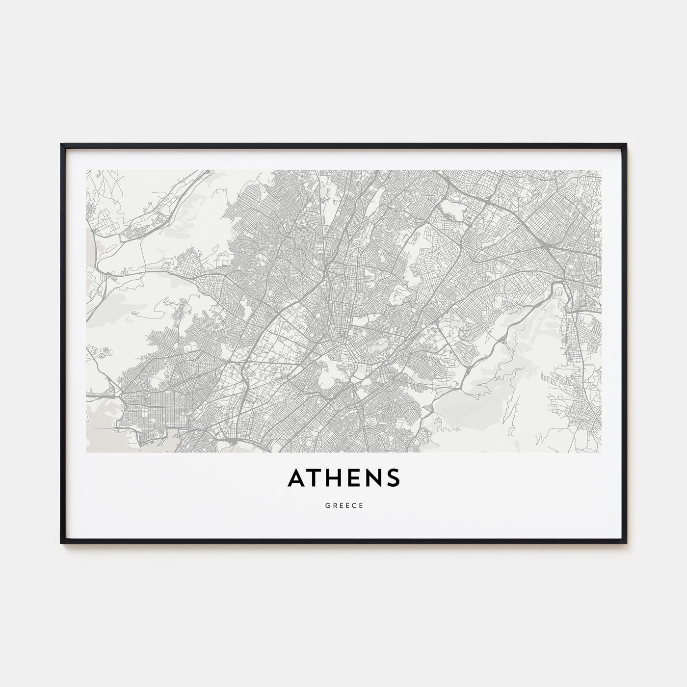 Athens, Greece Map Landscape Poster