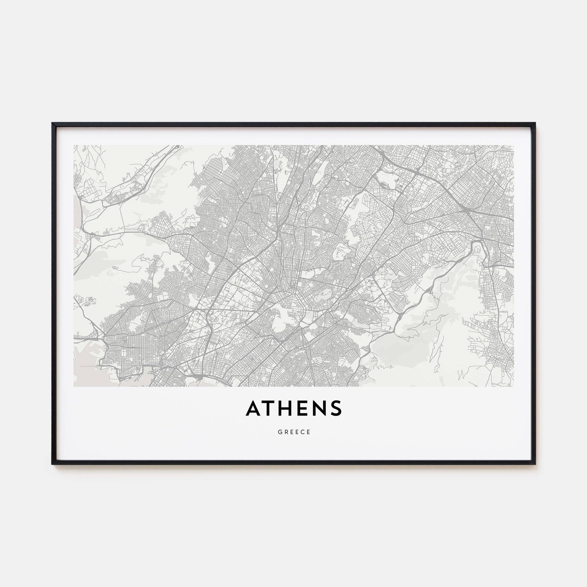 Athens, Greece Map Landscape Poster