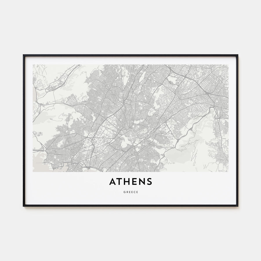 Athens, Greece Map Landscape Poster
