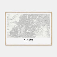 Athens, Greece Map Landscape Poster