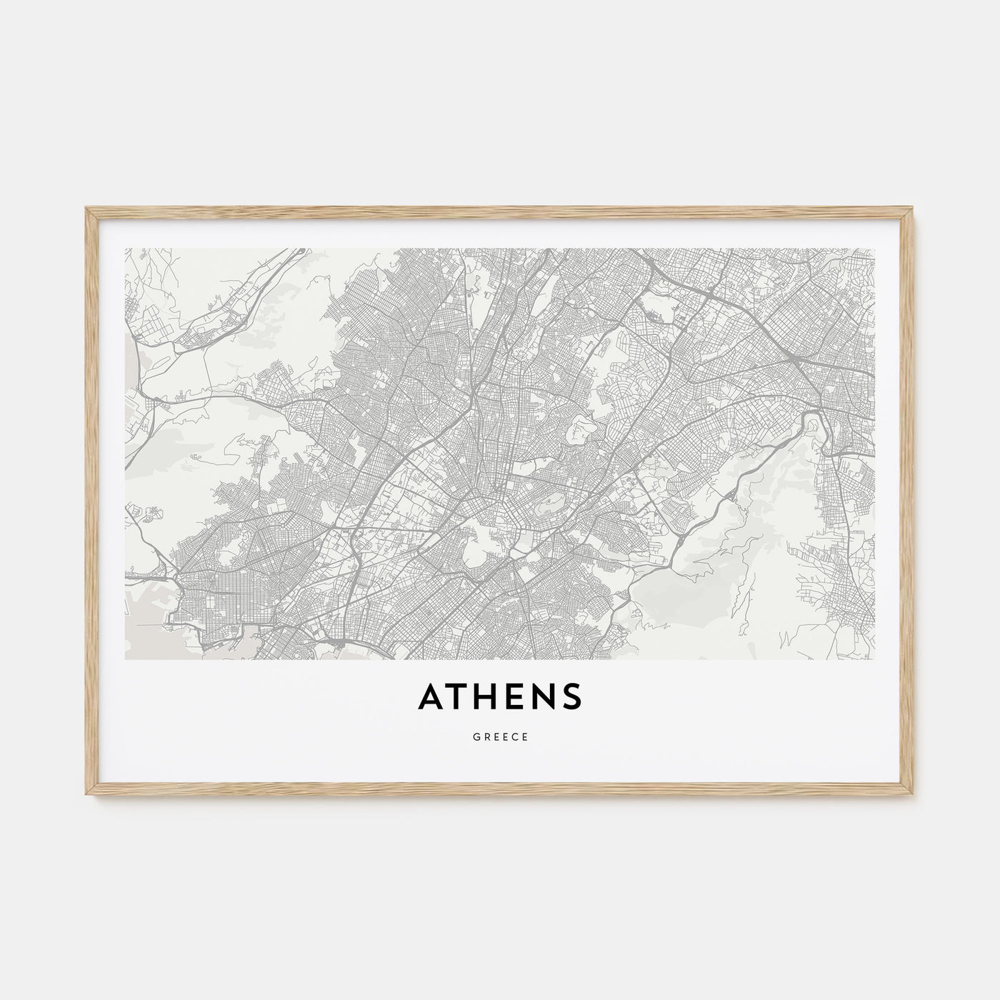Athens, Greece Map Landscape Poster