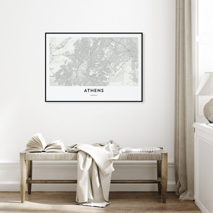 Athens, Greece Map Landscape Poster