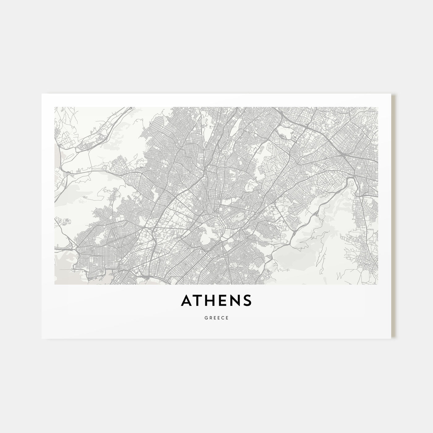 Athens, Greece Map Landscape Poster