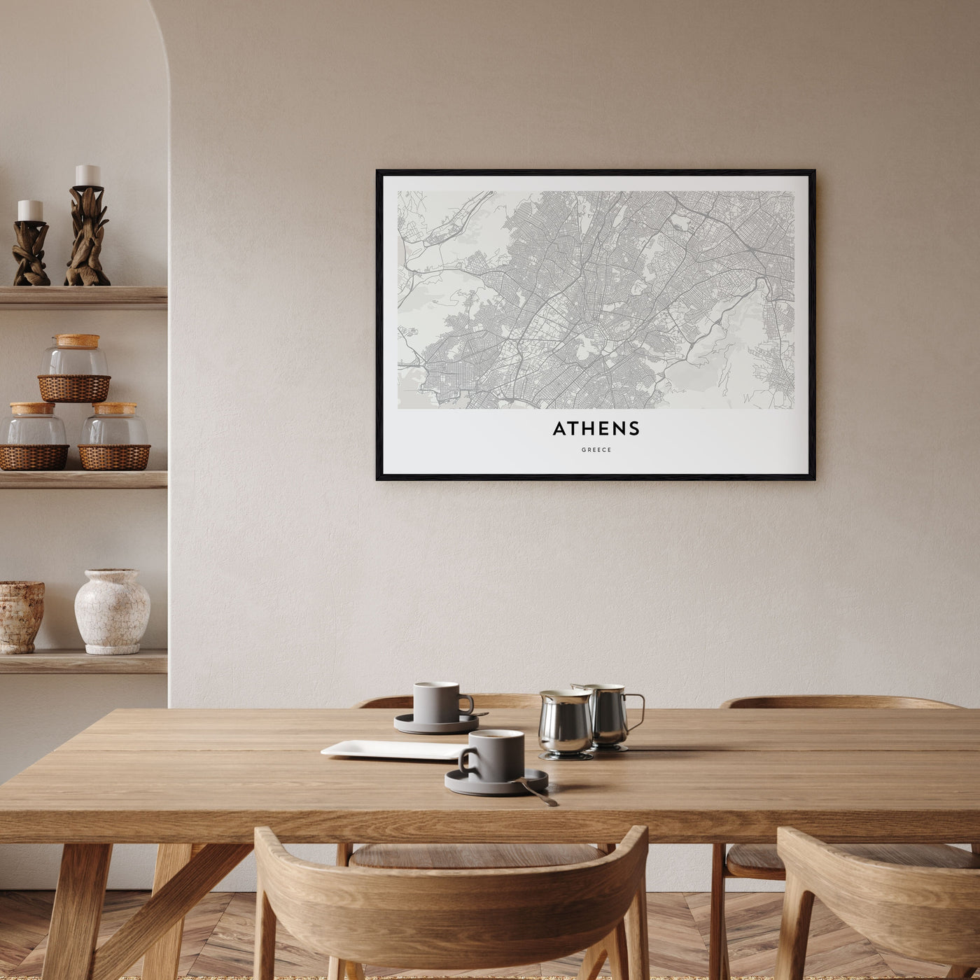Athens, Greece Map Landscape Poster