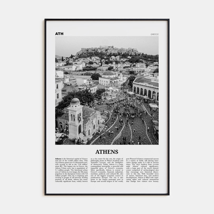 Athens, Greece Travel B&W No 1 Poster