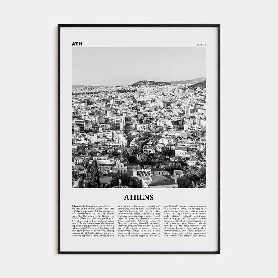 Athens, Greece Travel B&W No 2 Poster