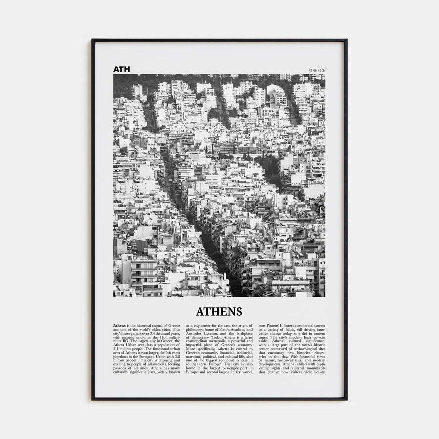 Athens, Greece Travel B&W No 3 Poster