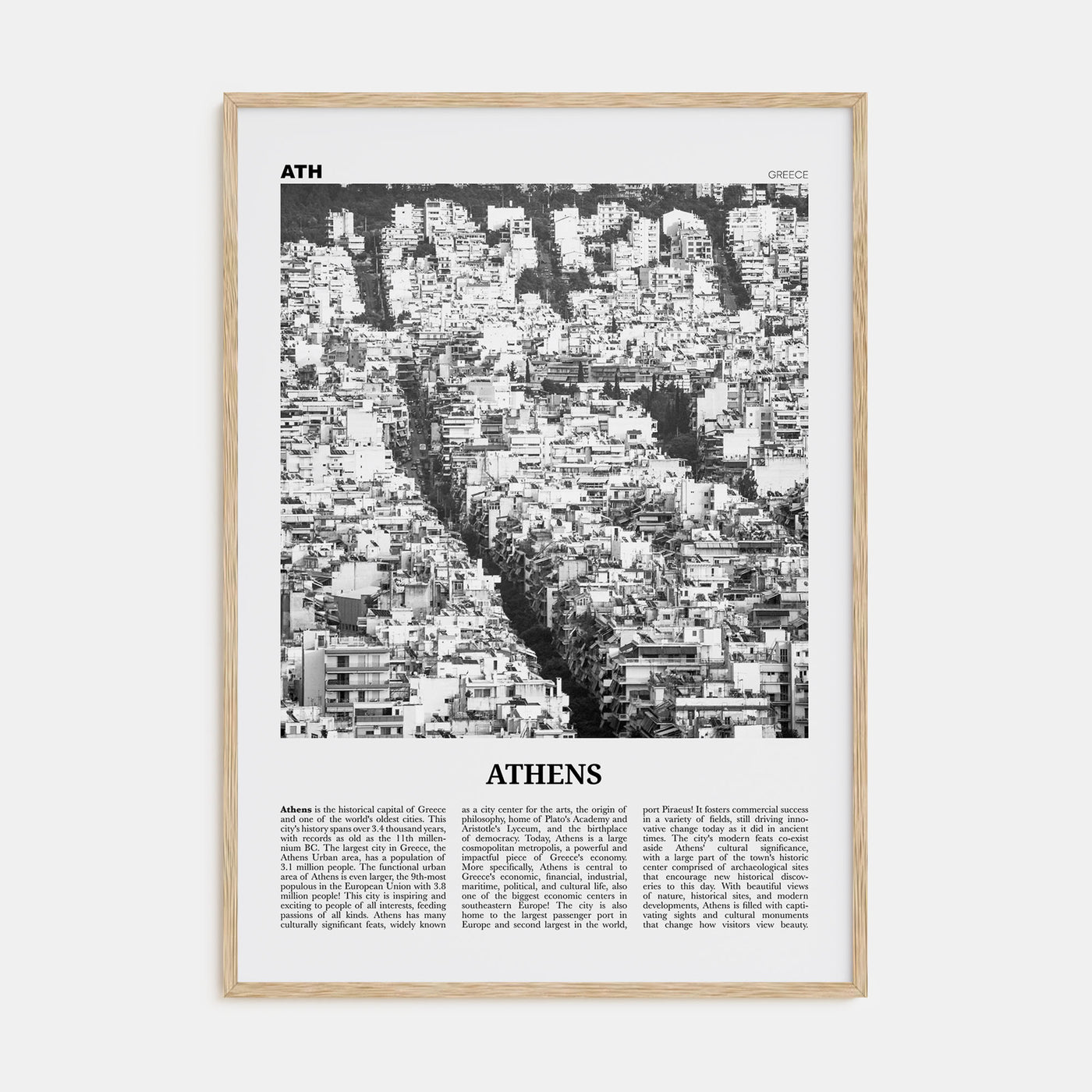 Athens, Greece Travel B&W No 3 Poster
