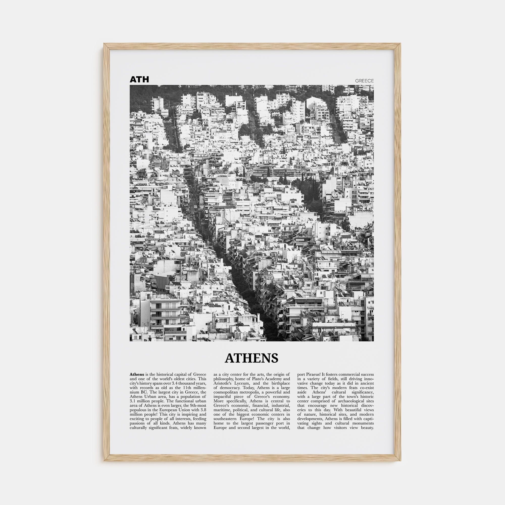 Athens, Greece Travel B&W No 3 Poster