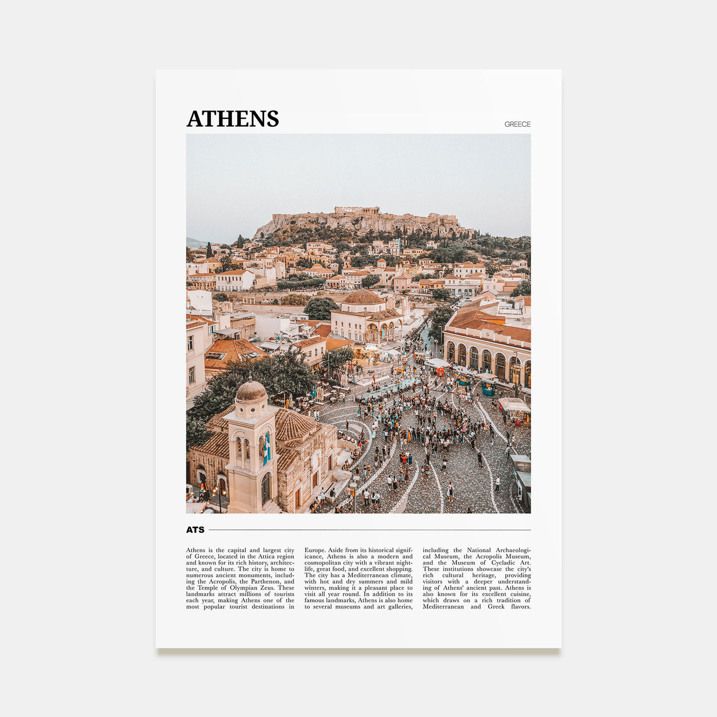 Athens, Greece Travel Color Poster