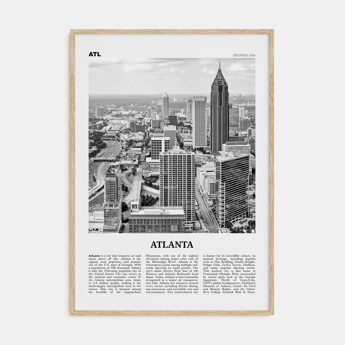 Atlanta Travel B&W No 1 Poster