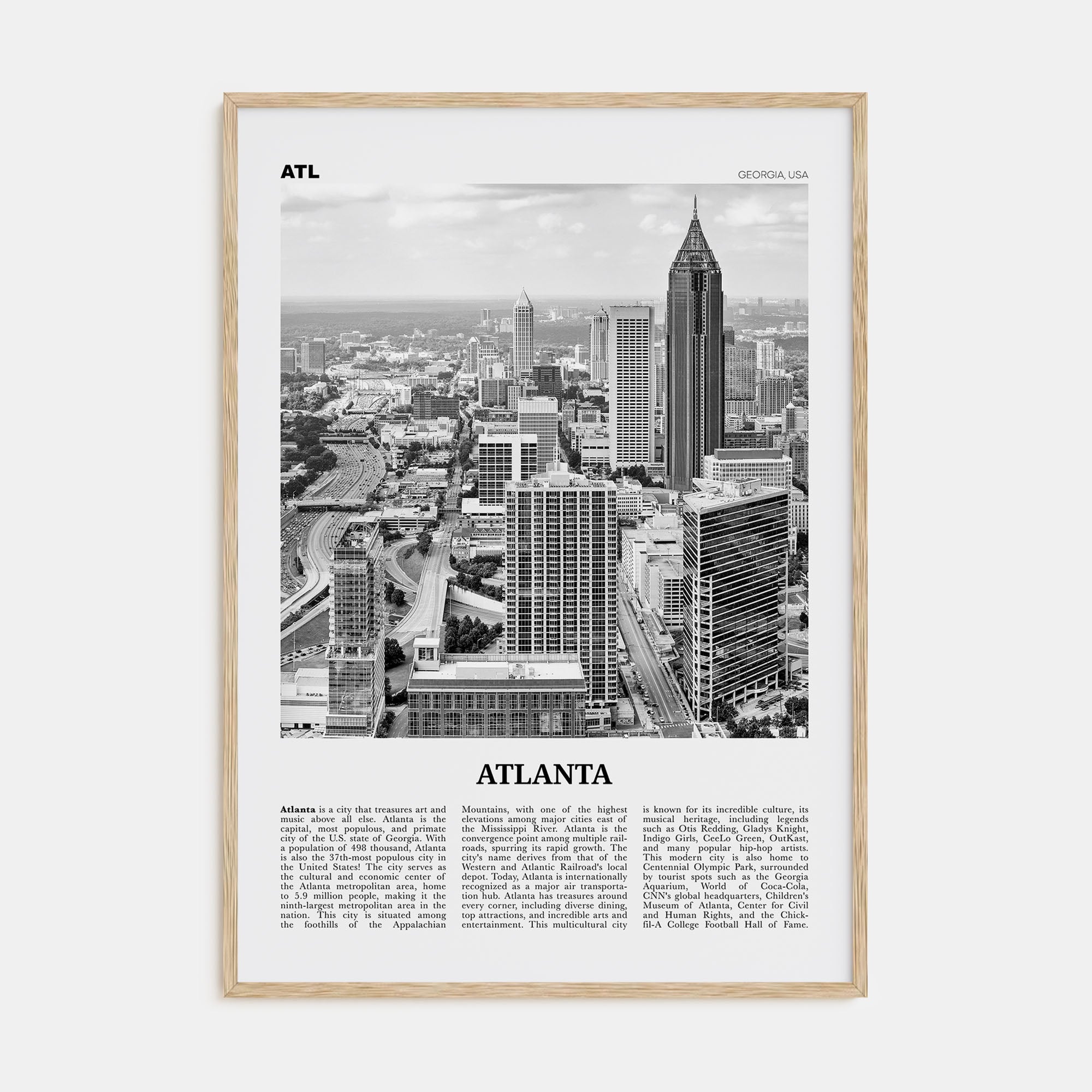 Atlanta Travel B&W No 1 Poster