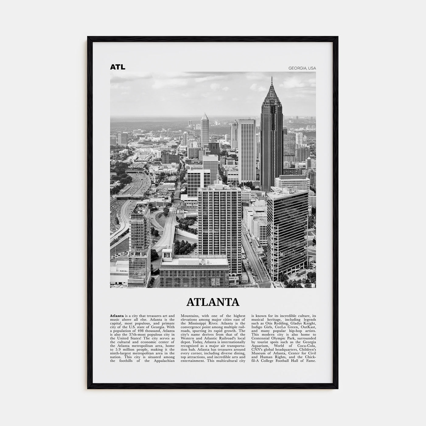 Atlanta Travel B&W No 1 Poster