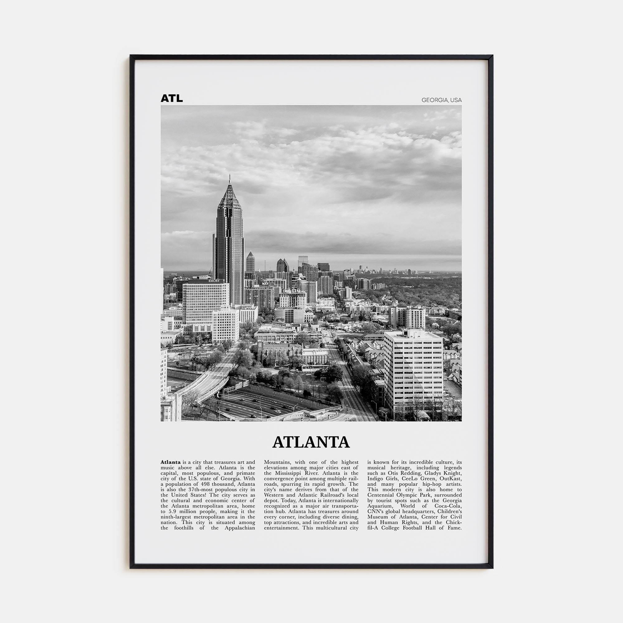 Atlanta Travel B&W No 2 Poster