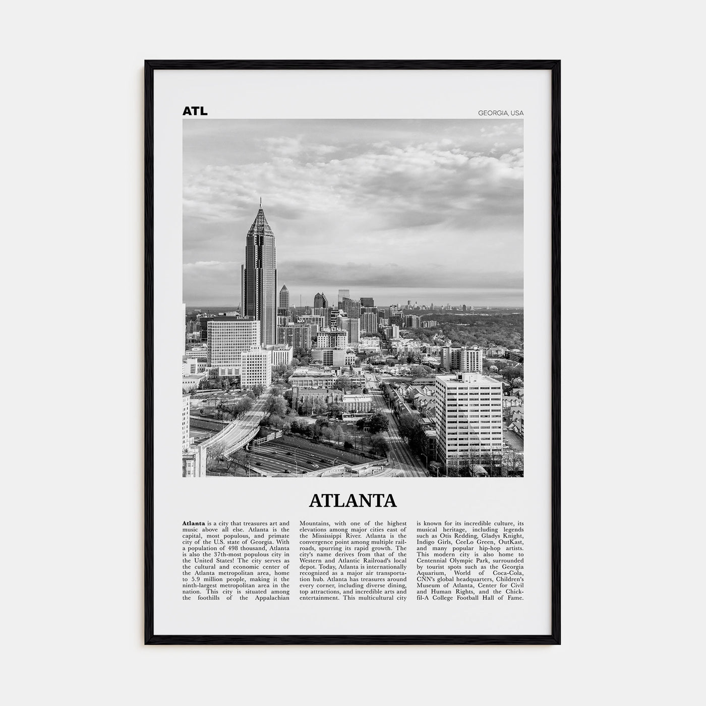 Atlanta Travel B&W No 2 Poster