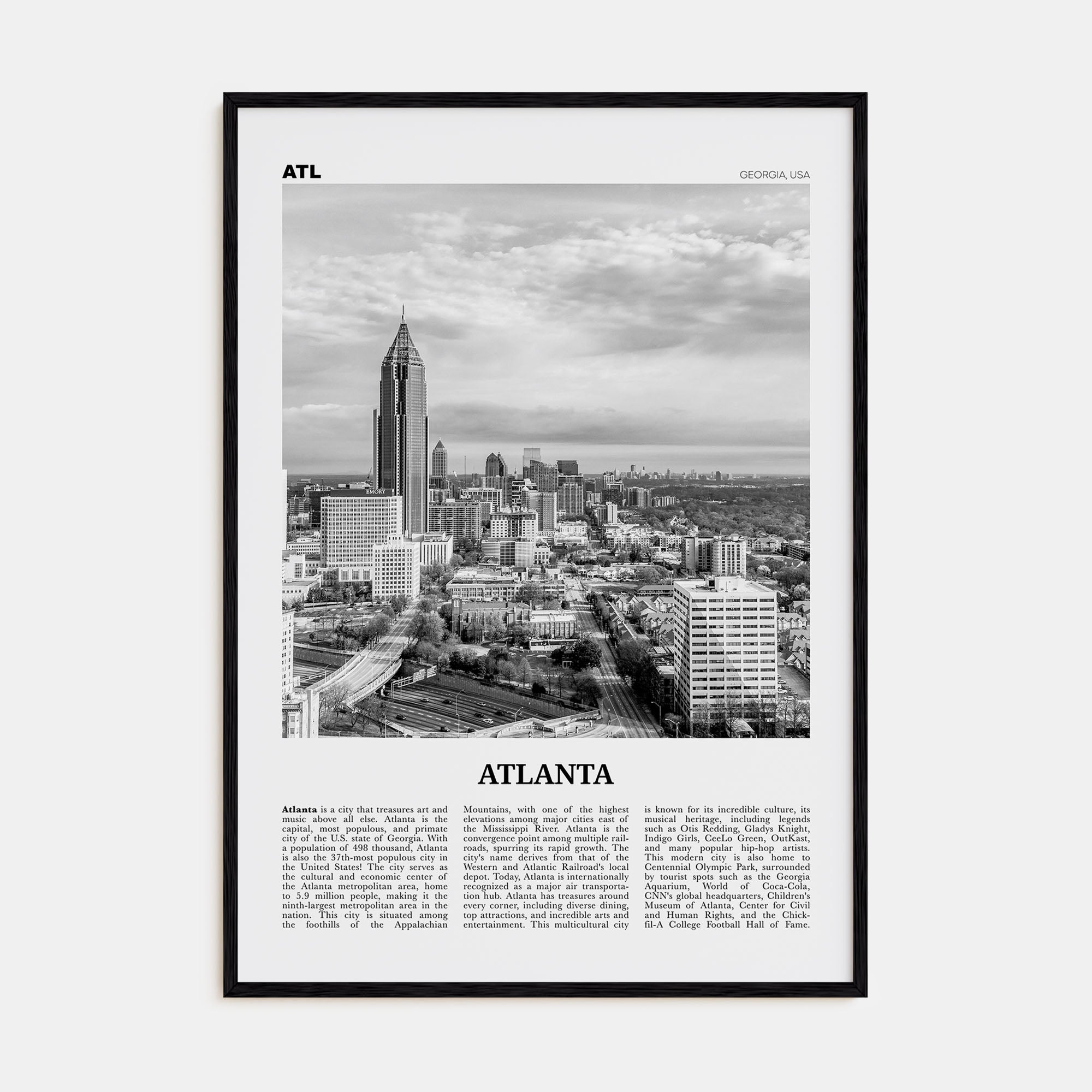 Atlanta Travel B&W No 2 Poster
