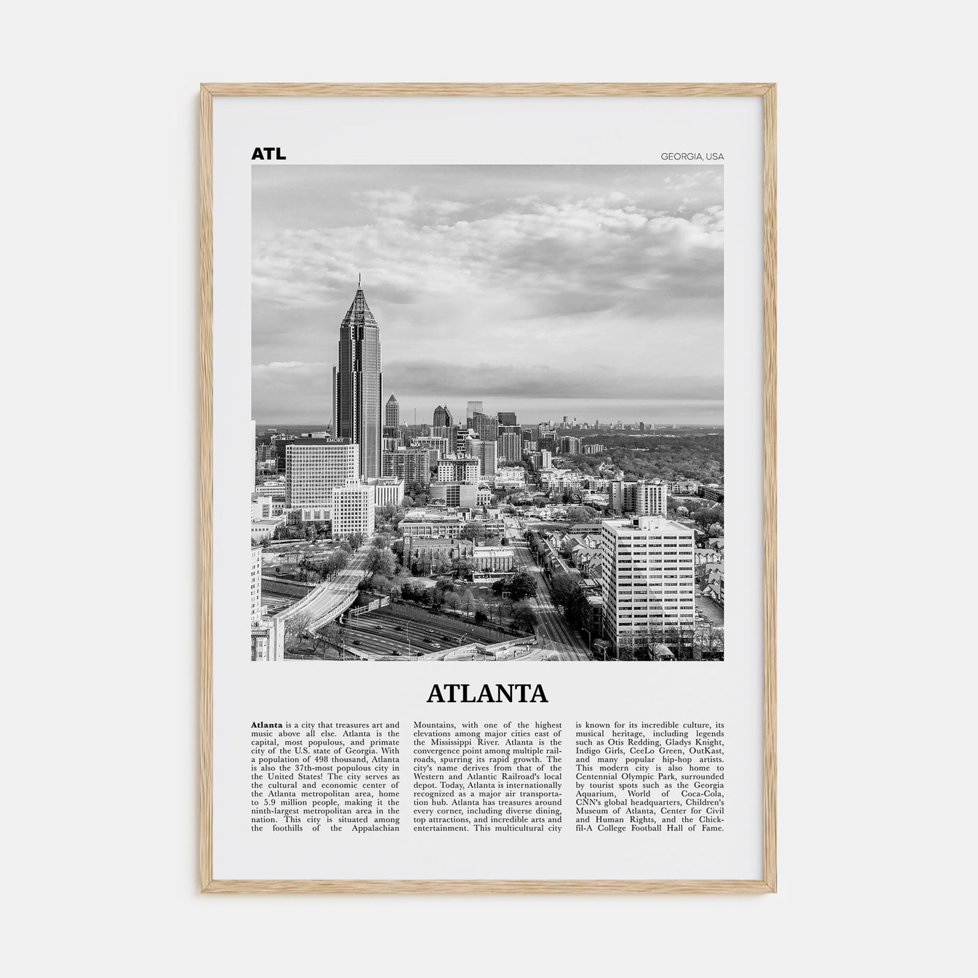 Atlanta Travel B&W No 2 Poster
